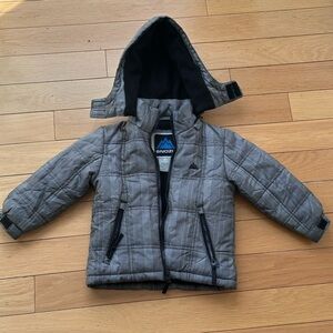 Snozu Gray Plaid Puffer Jacket with Hood